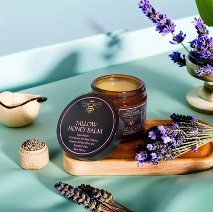 Grass-Fed Beef Tallow & Raw Honey Balm – All-Natural Moisturizing Cream for Soft, Healthy Skin