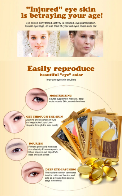 10 Pairs Gold Collagen Under Eye Masks – Nourishing, Hydrating & Anti-Wrinkle Patches