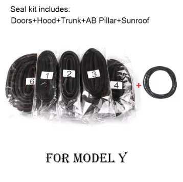 Tesla Model 3 / Model Y Door Seal Kit – Soundproof Rubber Weather Strips for Wind Noise Reduction (2017–2024)