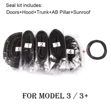 Tesla Model 3 / Model Y Door Seal Kit – Soundproof Rubber Weather Strips for Wind Noise Reduction (2017–2024)
