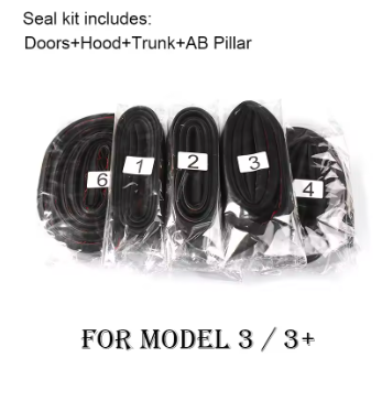 Tesla Model 3 / Model Y Door Seal Kit – Soundproof Rubber Weather Strips for Wind Noise Reduction (2017–2024)