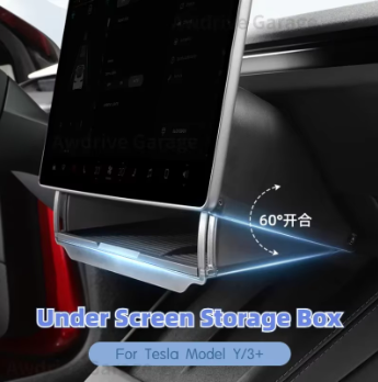 Tesla Model 3 Highland & Model Y Juniper Under Screen Storage Box – Hidden Central Console Organizer Tray Accessory