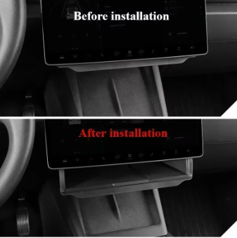 Tesla Model 3 Highland & Model Y Juniper Under Screen Storage Box – Hidden Central Console Organizer Tray Accessory