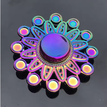 Metal Style Fidget Spinner – Rainbow Gradient Silent Bearing EDC Toy