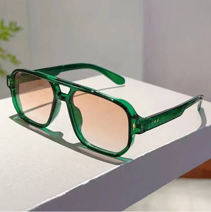 Vintage Double Bridge Square Sunglasses