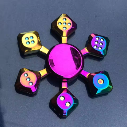 Metal Style Fidget Spinner – Rainbow Gradient Silent Bearing EDC Toy