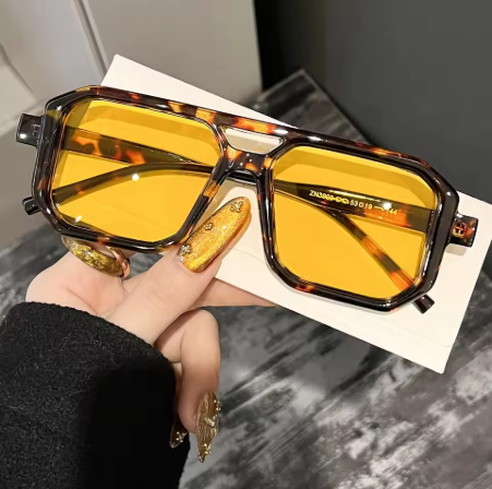 Retro Square Double Bridge Sunglasses for Men & Women – UV Protection