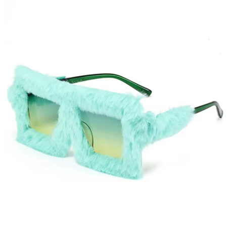 Pimpin’ Fluffy Square Sunglasses – Oversized Plush Shades