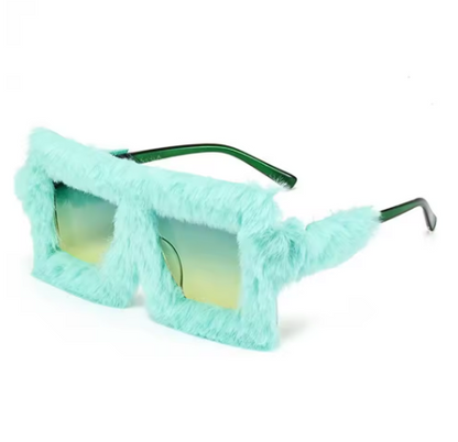 Pimpin’ Fluffy Square Sunglasses – Oversized Plush Shades