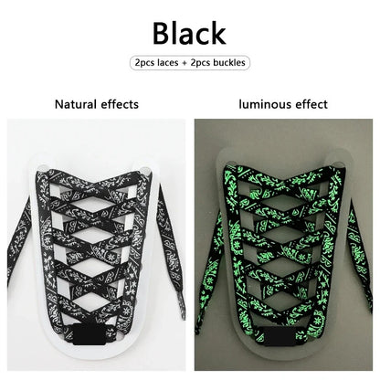 Black Paisley glow in the dark flat shoelaces