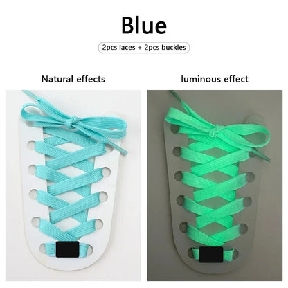Glow Aqua glow in the dark flat shoelaces