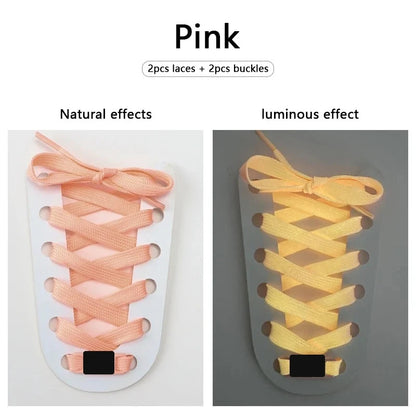 Glow Peach glow in the dark flat shoelaces