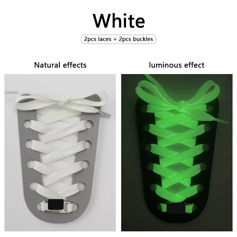 Glow White glow in the dark flat shoelaces