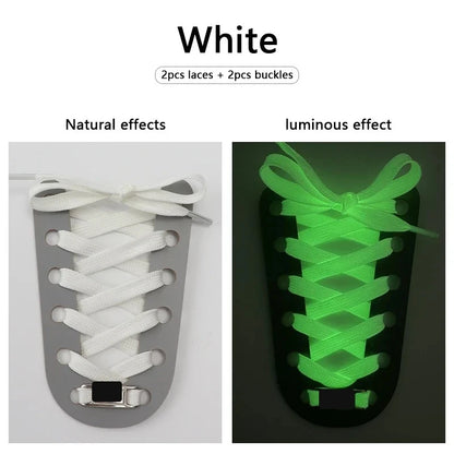 Glow White glow in the dark flat shoelaces