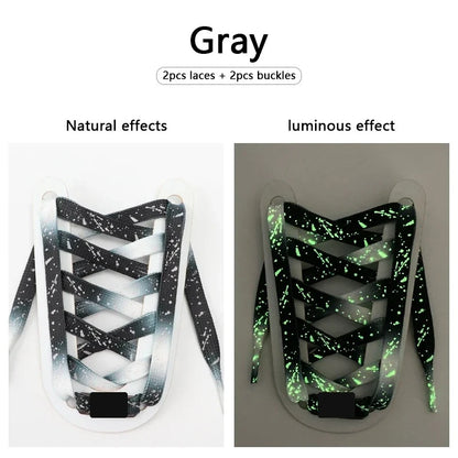 Grey Print glow in the dark flat shoelaces