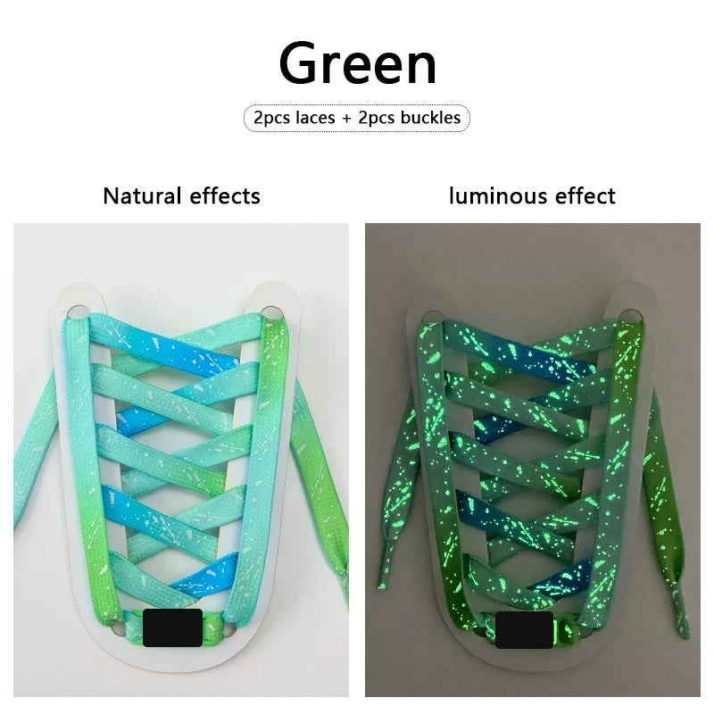 Mint Print glow in the dark flat shoelaces