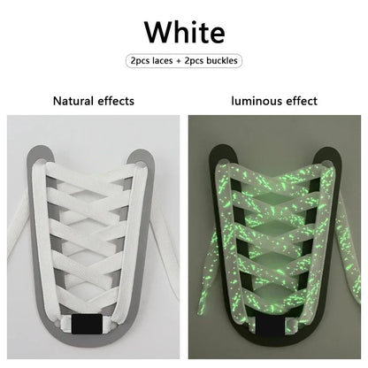 White Print glow in the dark flat shoelaces