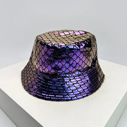 Purple Haze violet holographic mermaid scale bucket hat
