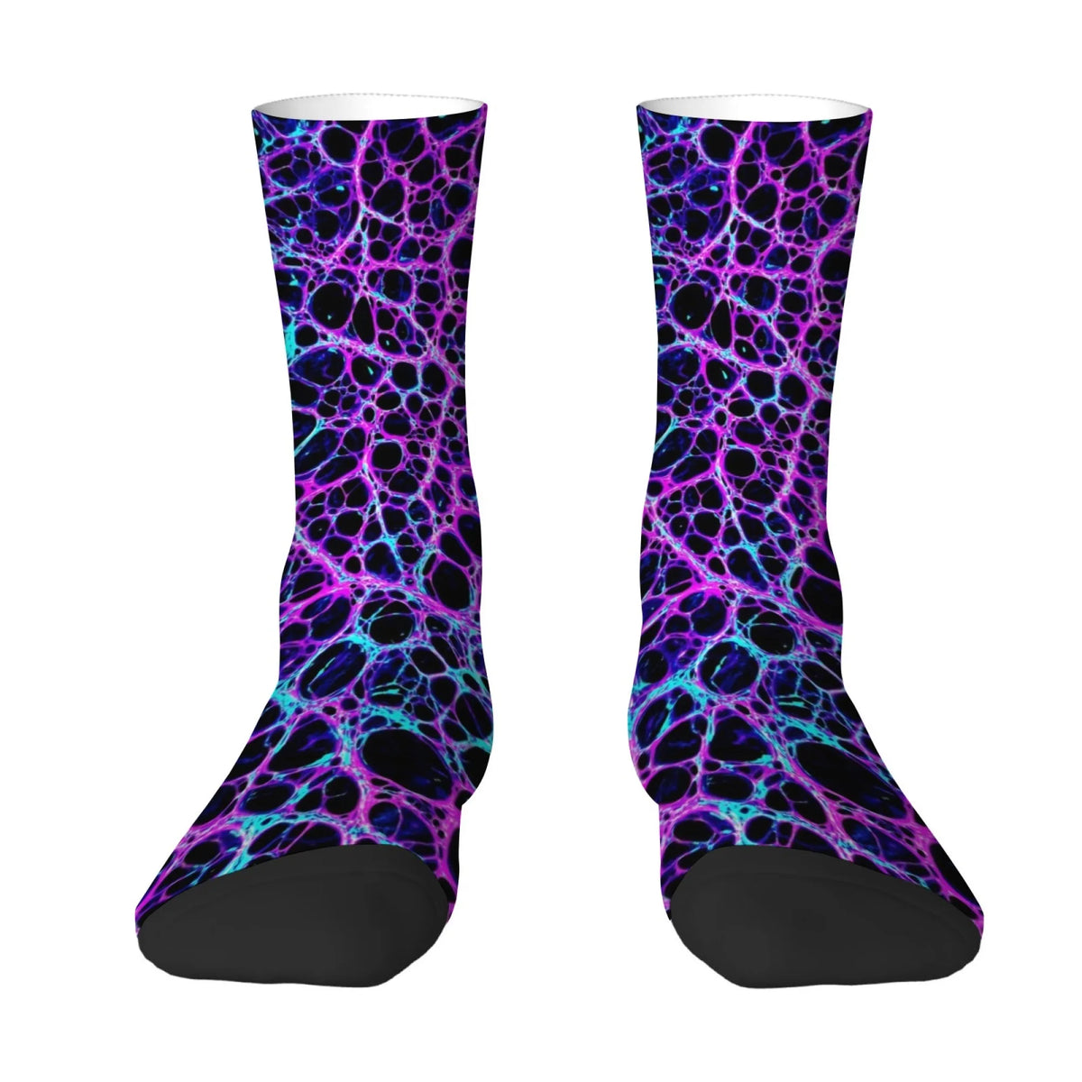 Front view of neon plasma festival socks