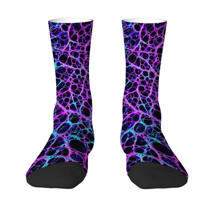 Front view of neon plasma festival socks