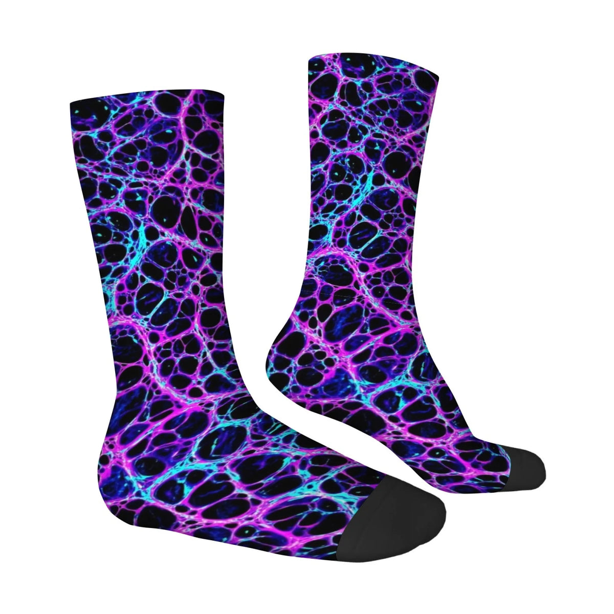 Neon plasma socks with black heel and toe