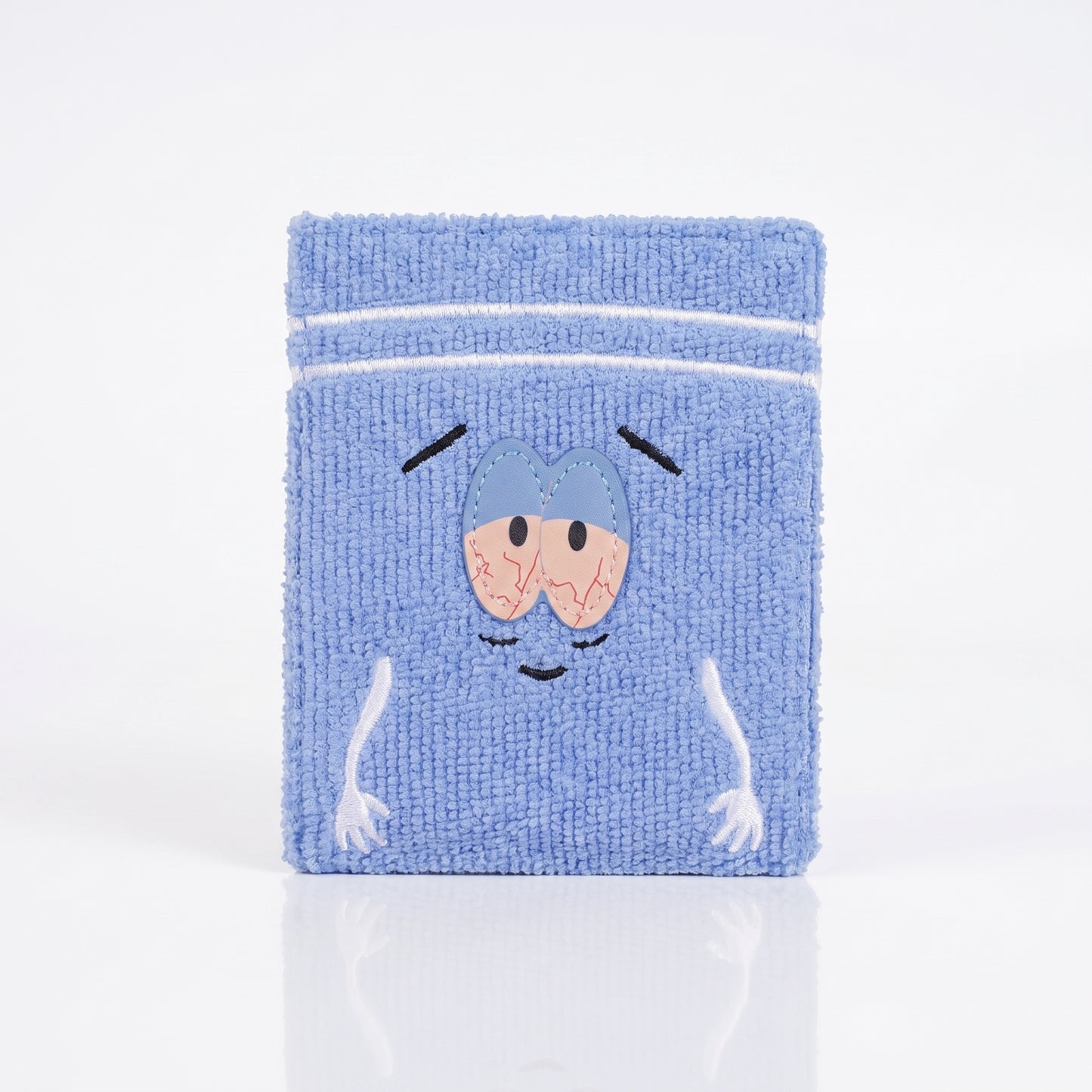 Funny Cartoon Face Unisex Wallet – Blue Plush Fabric