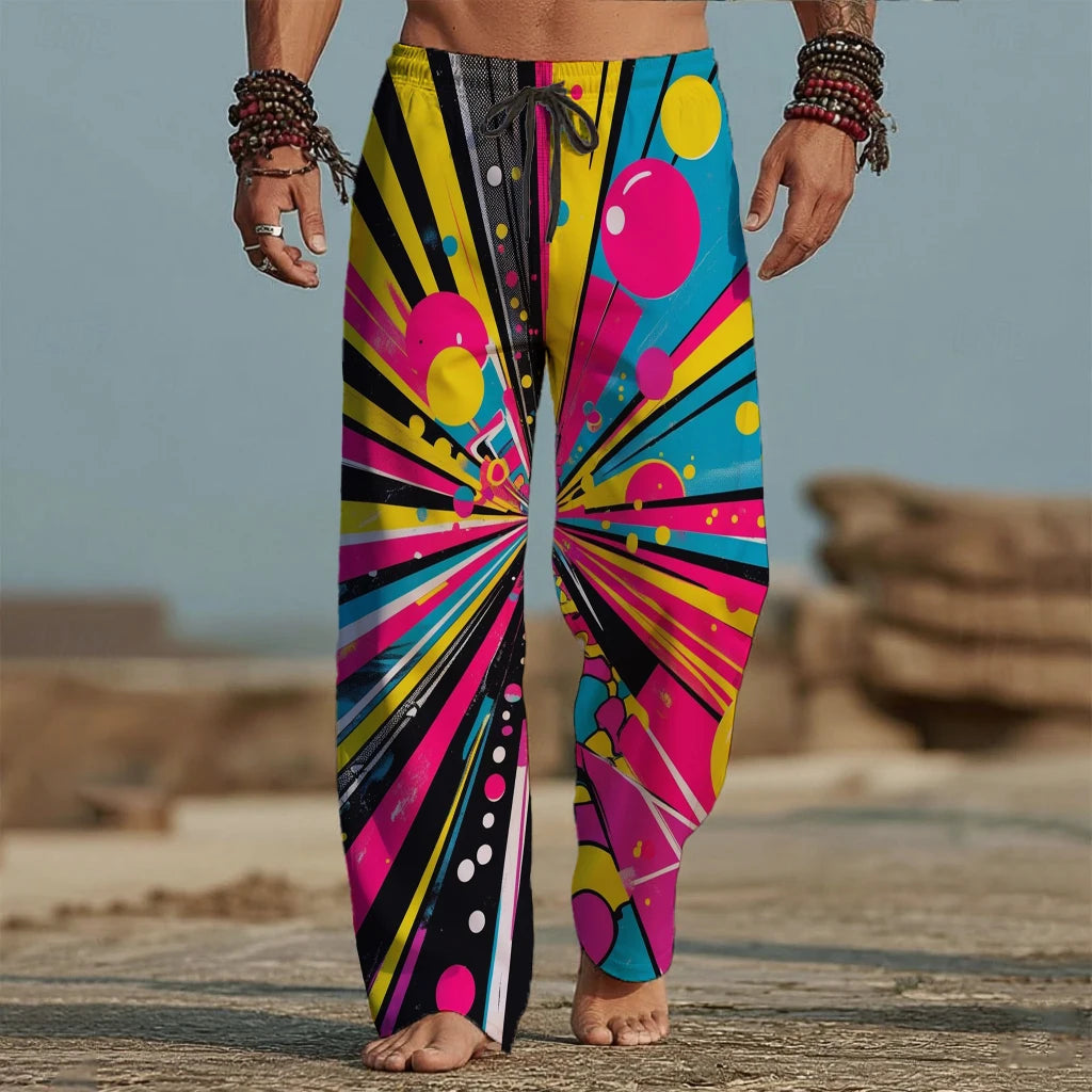 Men's psychedelic print baggy festival pants – Candy Sunburst