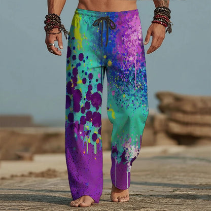Men's psychedelic print baggy festival pants – Galaxy Drip