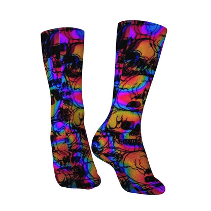 Back view of skull socks with black heel