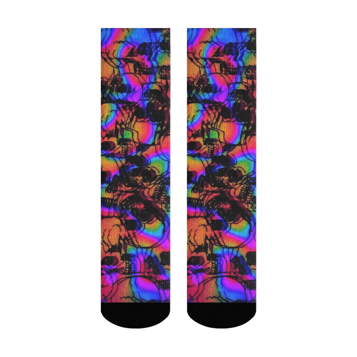 Psychedelic skull festival crew socks pair