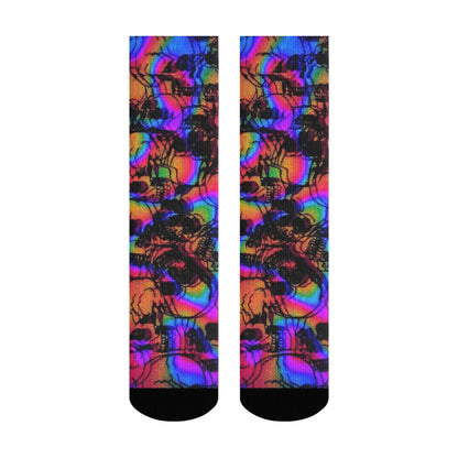 Psychedelic skull festival crew socks pair