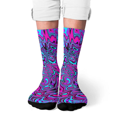 Trippy swirl print festival socks worn
