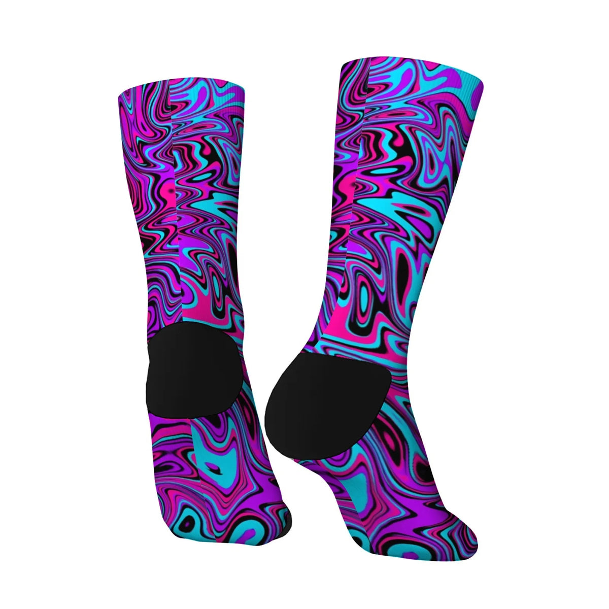 Back view of swirl socks with black heel