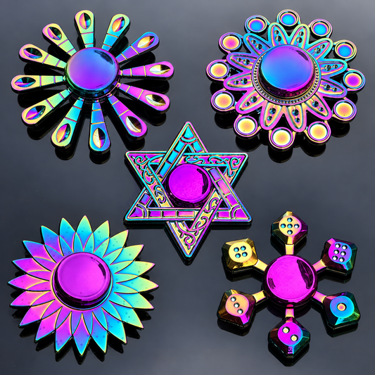 Metal Style Fidget Spinner – Rainbow Gradient Silent Bearing EDC Toy