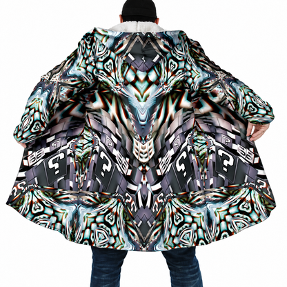 Psychedelic Mandala Hooded Cloak – Men’s Winter Fleece Cape Coat