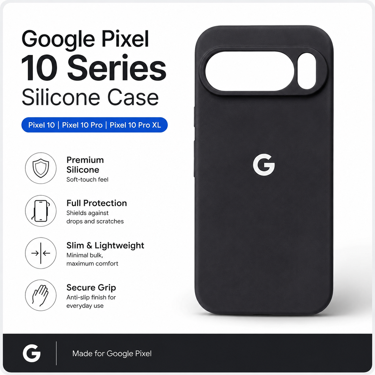 Google Pixel 10 / 10 Pro / 10 Pro XL Liquid Silicone Case – Shockproof Soft Protective Cover