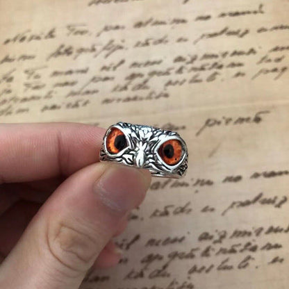 Silver Owls eyes Ring Adjustable Gift (Woman's & Men's Jewellery)