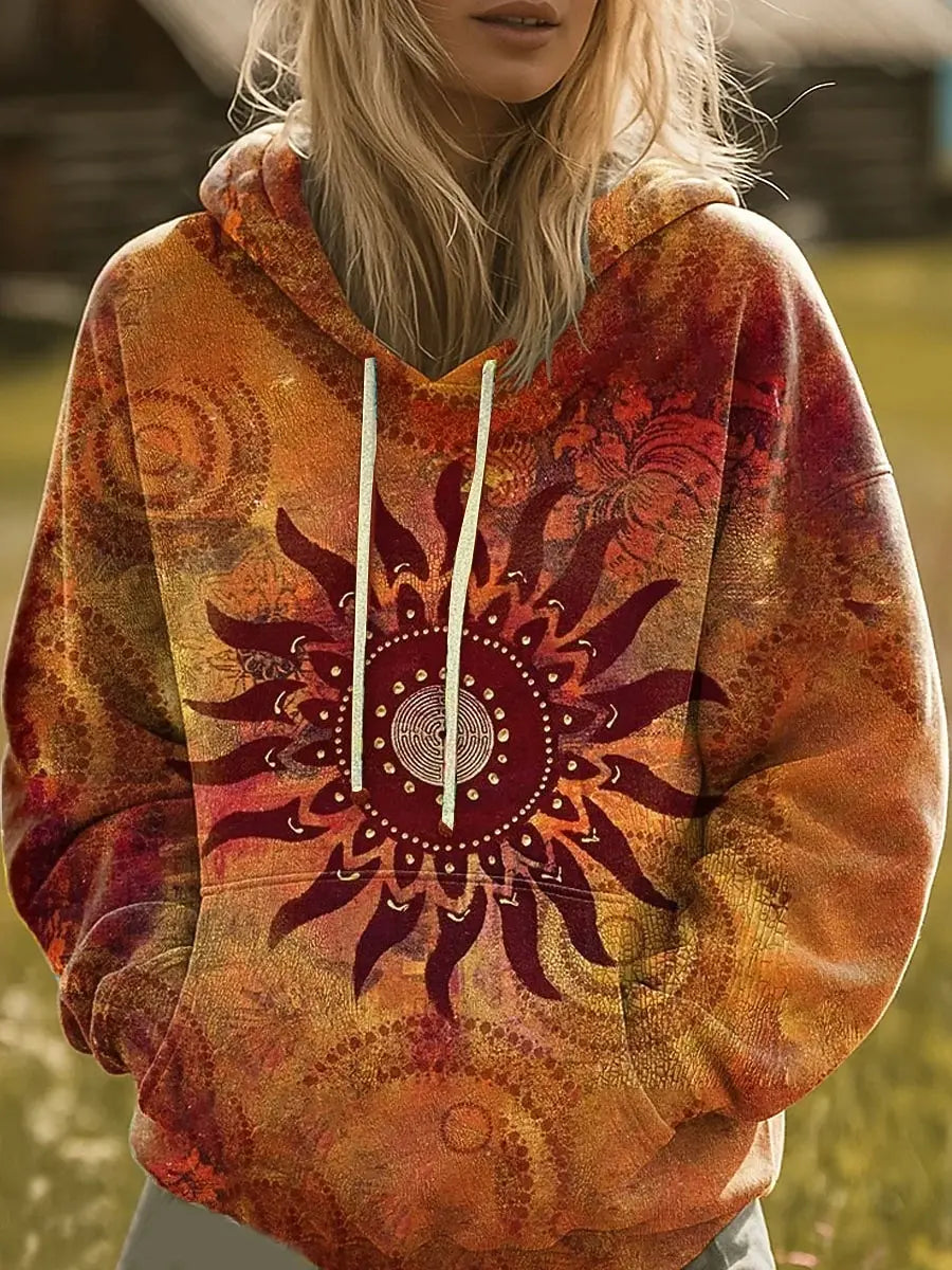 Women's Desert Sun boho print pullover hoodie