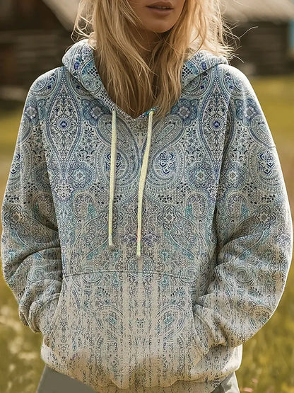 Women's Misty Meadow boho print pullover hoodie